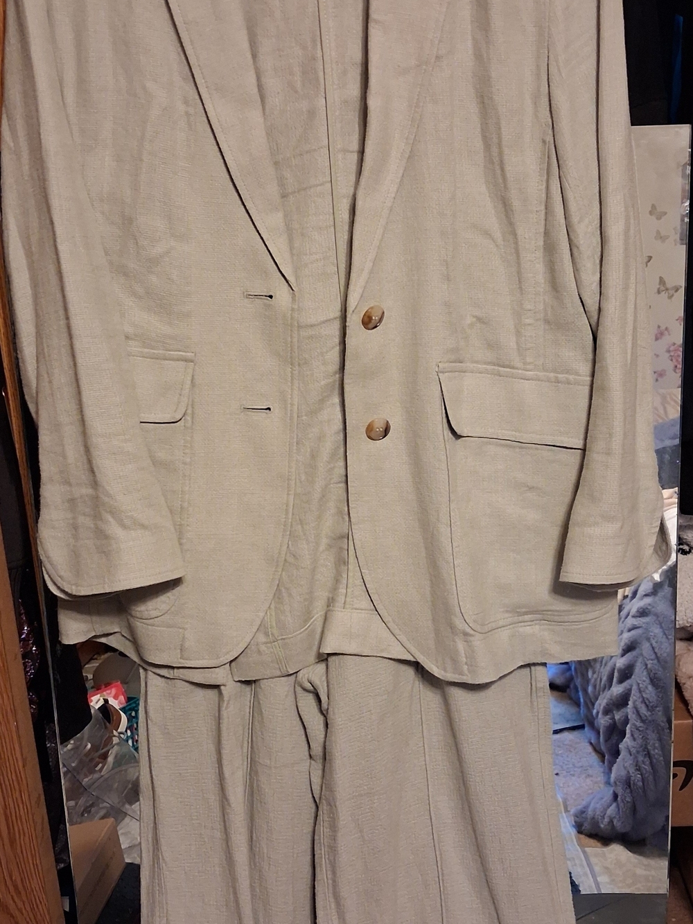 Madewell Women's Light Green Linen-Blend Two-Piece Suit